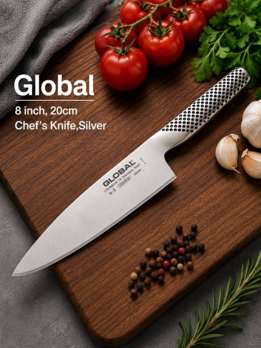 Global G2 8" Stainless Steel Chef Knife – Kitchen Cooking Knife .